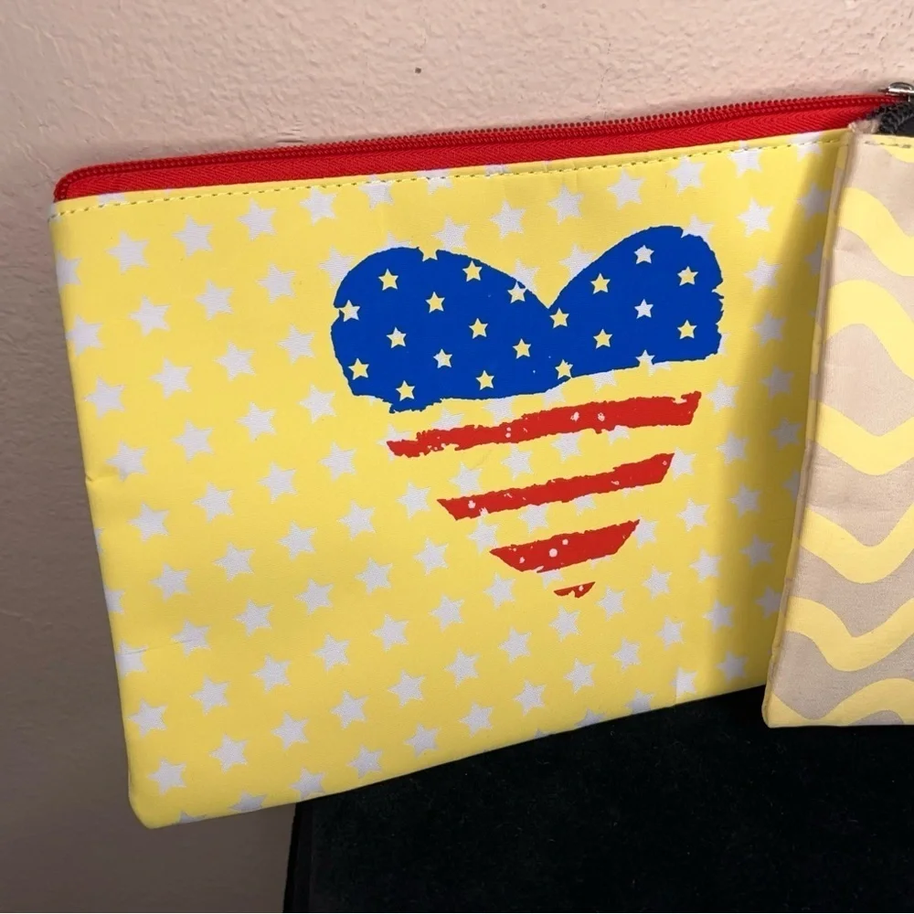 Set Of Two Makeup Bags Perfectly Posh Yellow Travel Cosmetic Storage Unicorn